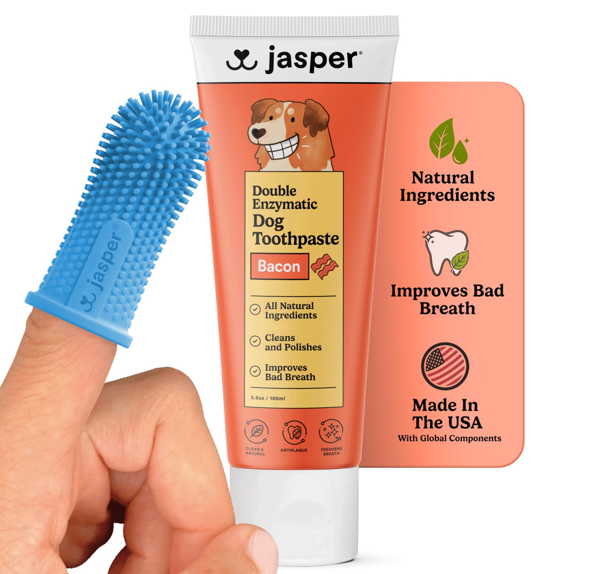 Jasper kit brossage dents chien, emballage prêt à offrir, pratique.