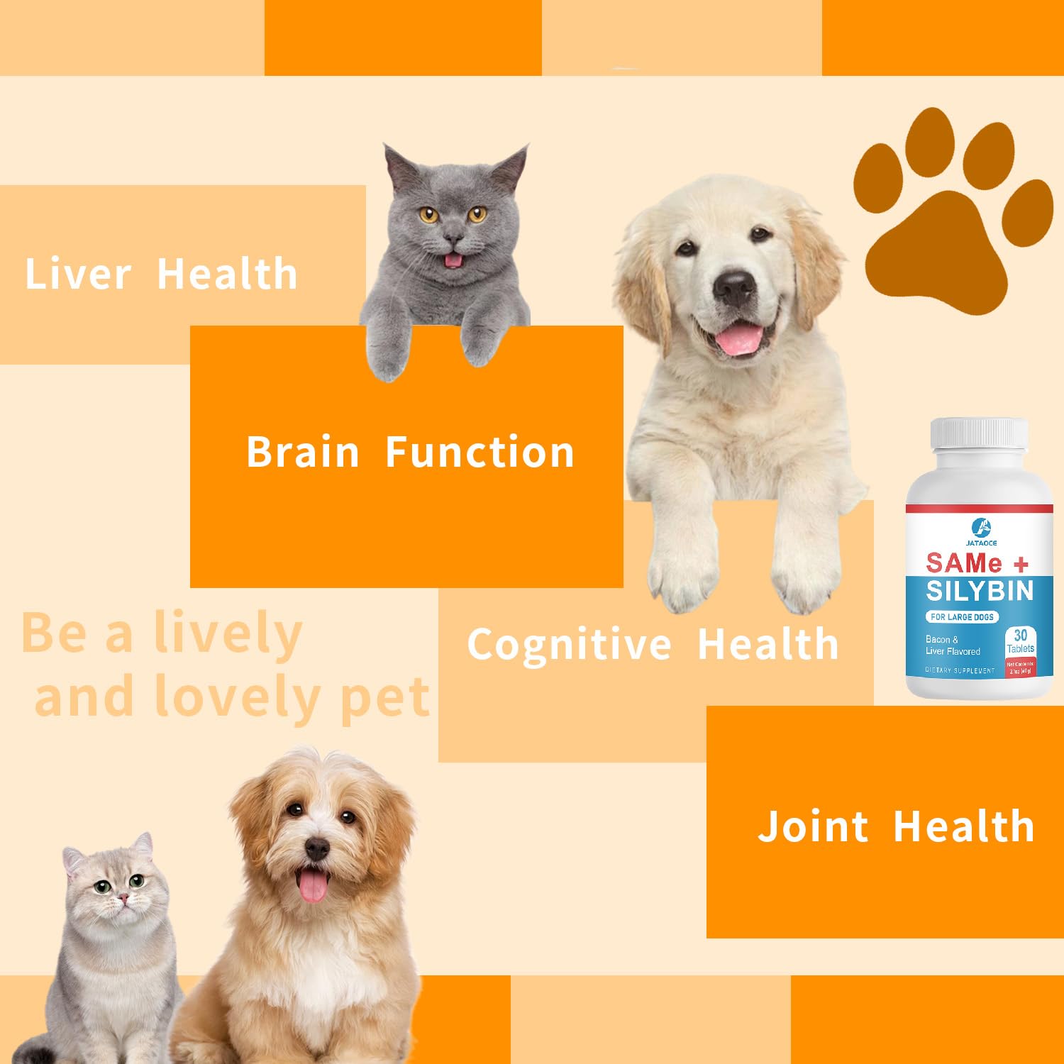Jataoce Same+Silybin – ingrédients naturels pour chiens.