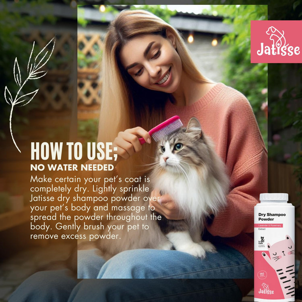Jatisse chat: poudre sèche hydratante pour poil et peau.