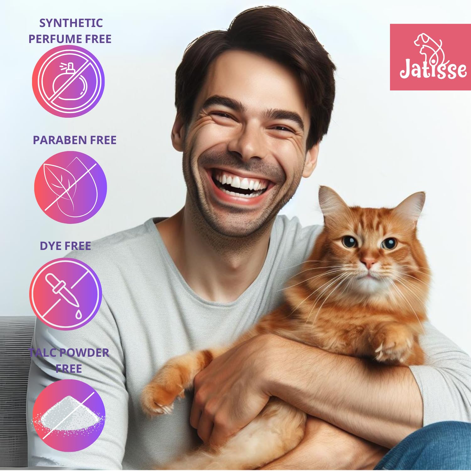 Jatisse chat: poudre-sec neutralise les odeurs du pelage.