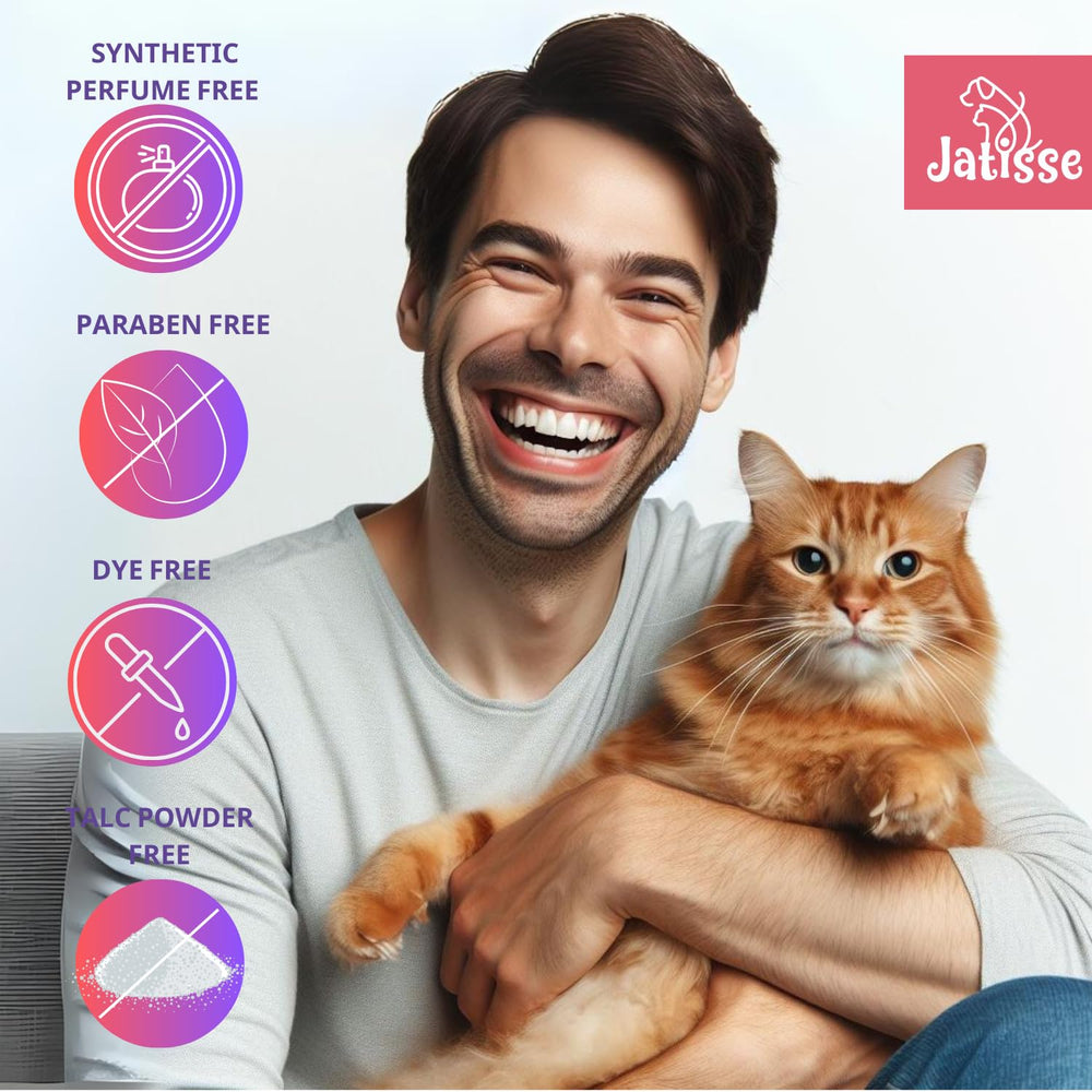 Jatisse chat: poudre-sec neutralise les odeurs du pelage.