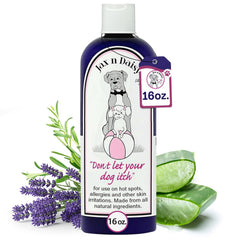 Lotion anti-grattage Jax N Daisy appliquée sur un chien, peut aider à apaiser les démangeaisons.