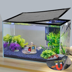 Couvercle magnétique Jaxbo pour aquarium, sécurité et ventilation optimales.