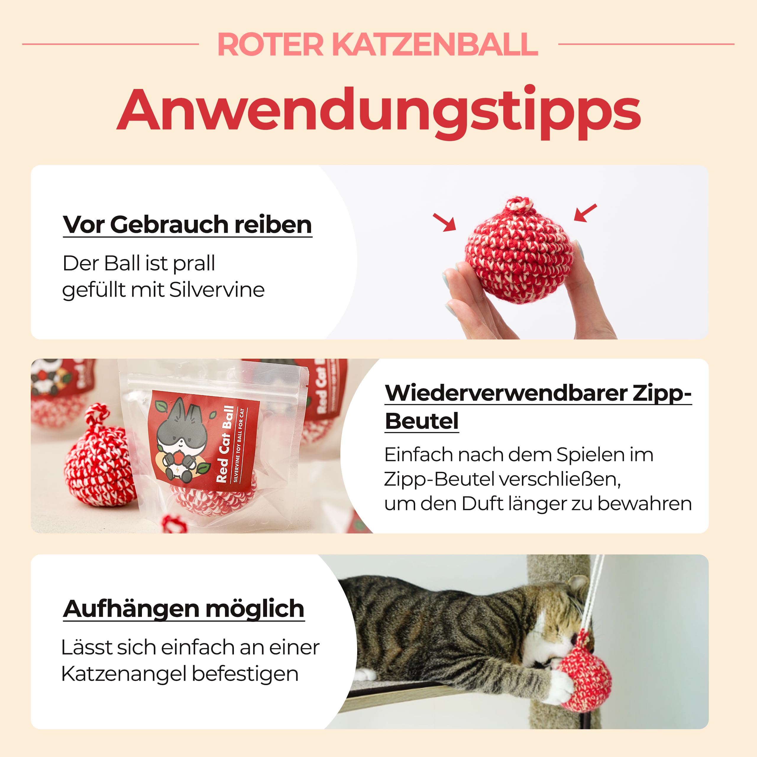 Texture naturelle et design attrayant de la balle JAYU PET pour chats.