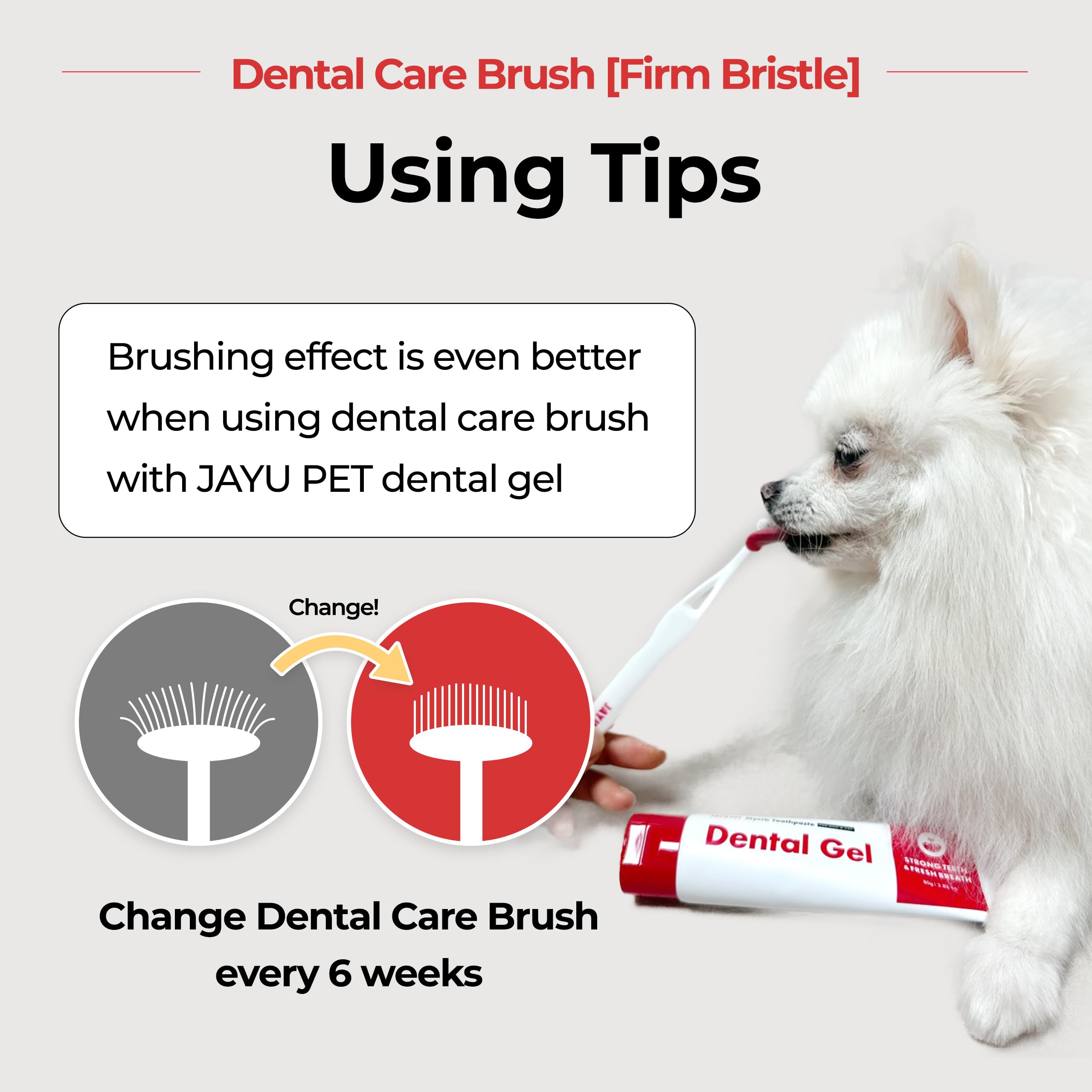 Utilisation simple avec le gel JAYU PET pour l'hygiène buccale.