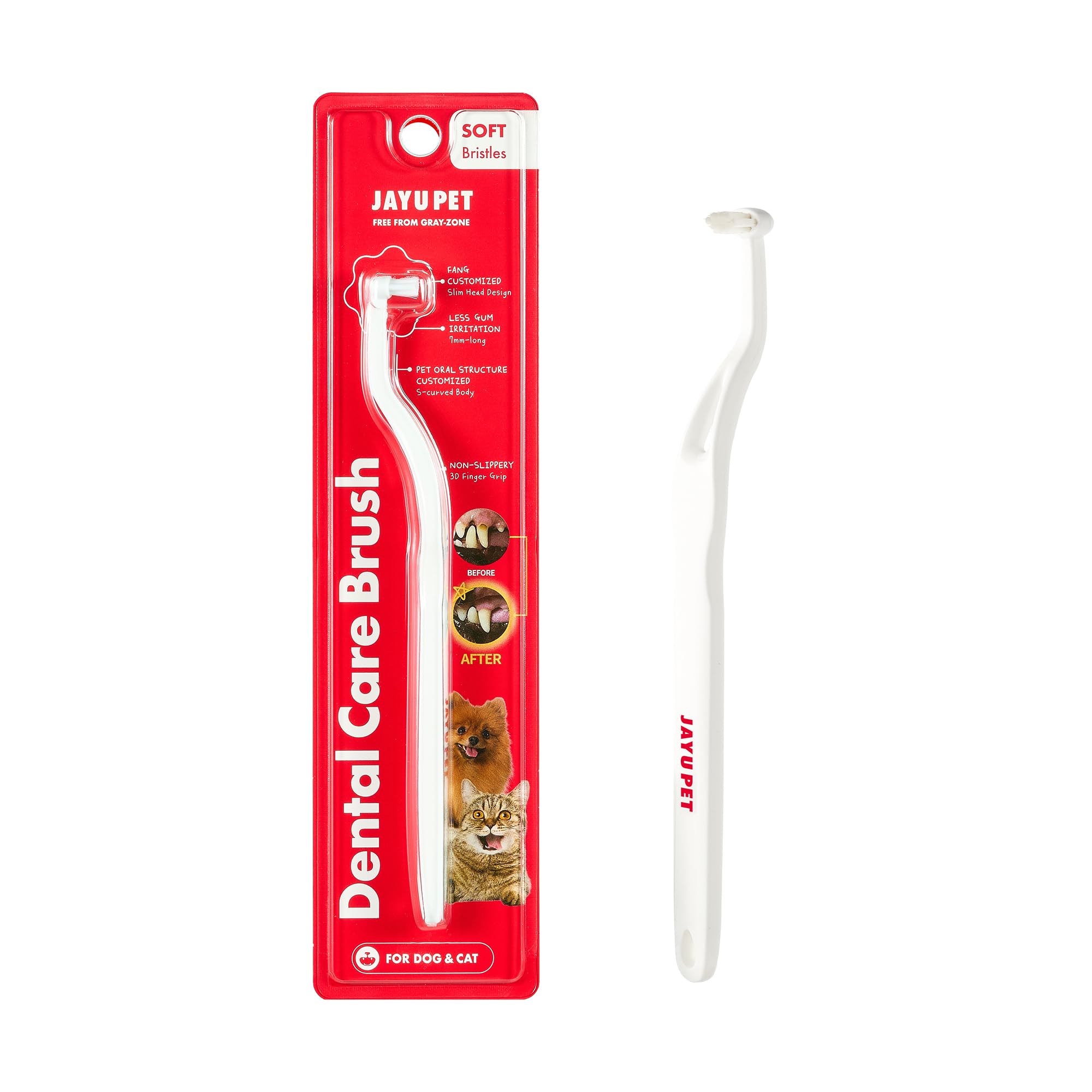 Brosse dentaire JAYU PET avec poils tendres pour brossage doux.