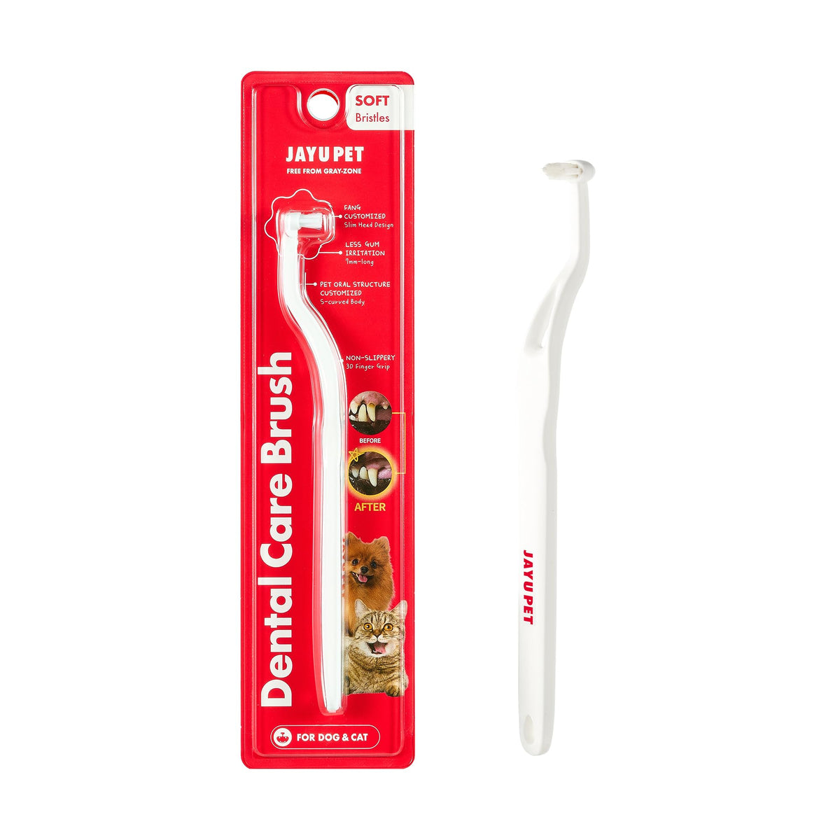 Brosse dentaire JAYU PET avec poils tendres pour brossage doux.