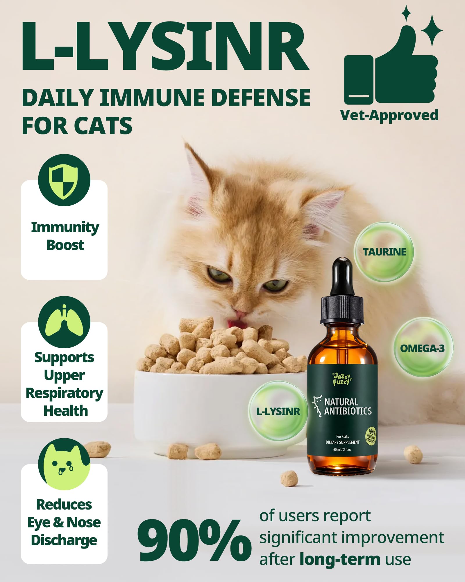 Jazzy Fuzzy: ingrédients-clés, formulation naturelle pour chats, pensée pour le bien-être.