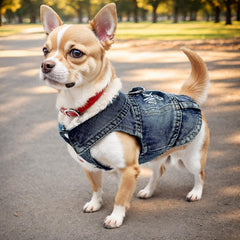 Texture denim lavé doux JcDuDoi, confort léger pour petit chien ou chat.