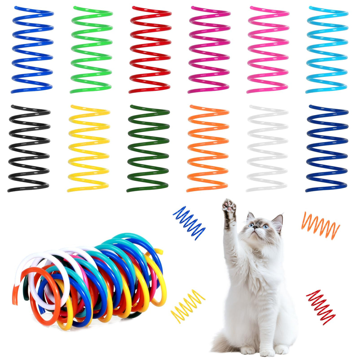 Ressorts pour chats JCSHIMO, ensemble de 60 pièces pour jeux et amusement.