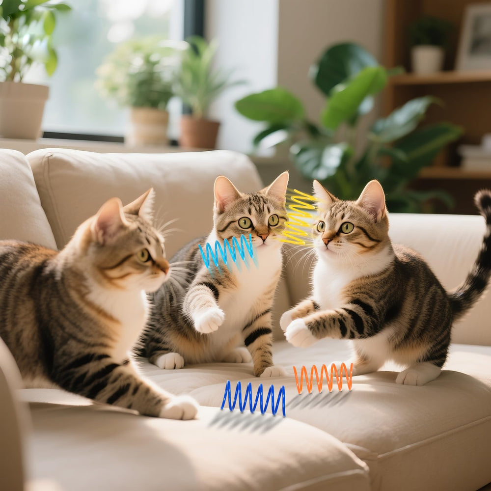 Ressorts pour chats JCSHIMO adaptés aux chats d'intérieur de tout âge, favorisent l'agilité.