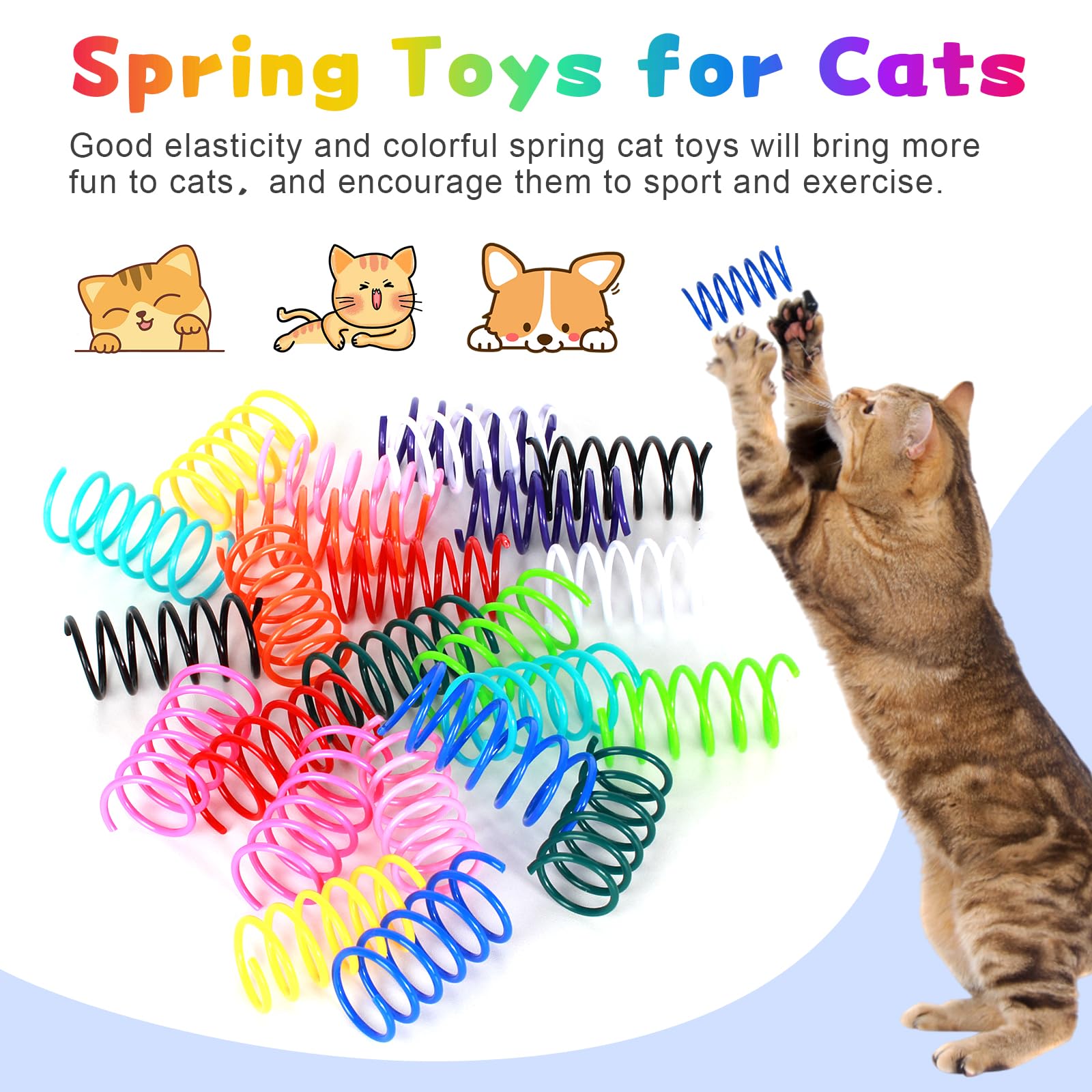 Ressorts pour chats JCSHIMO, matériau plastique sûr et flexible pour des jeux sans danger.