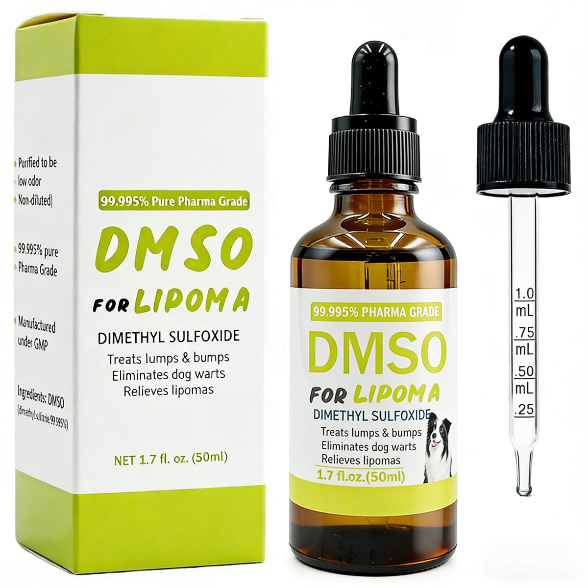 Jdicklary DMSO — bouteille verre avec compte-gouttes précis pour dosage sûr.