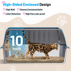 Jecoo boîte-litière inox, enceinte haute réduit les projections et les débris.
