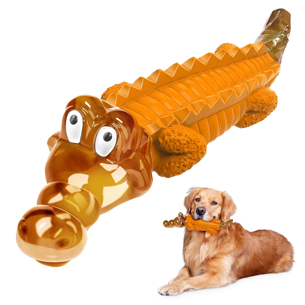 Jouet Jeefome pour chien agressif alligator orange, durable et facile à repérer pendant le jeu.