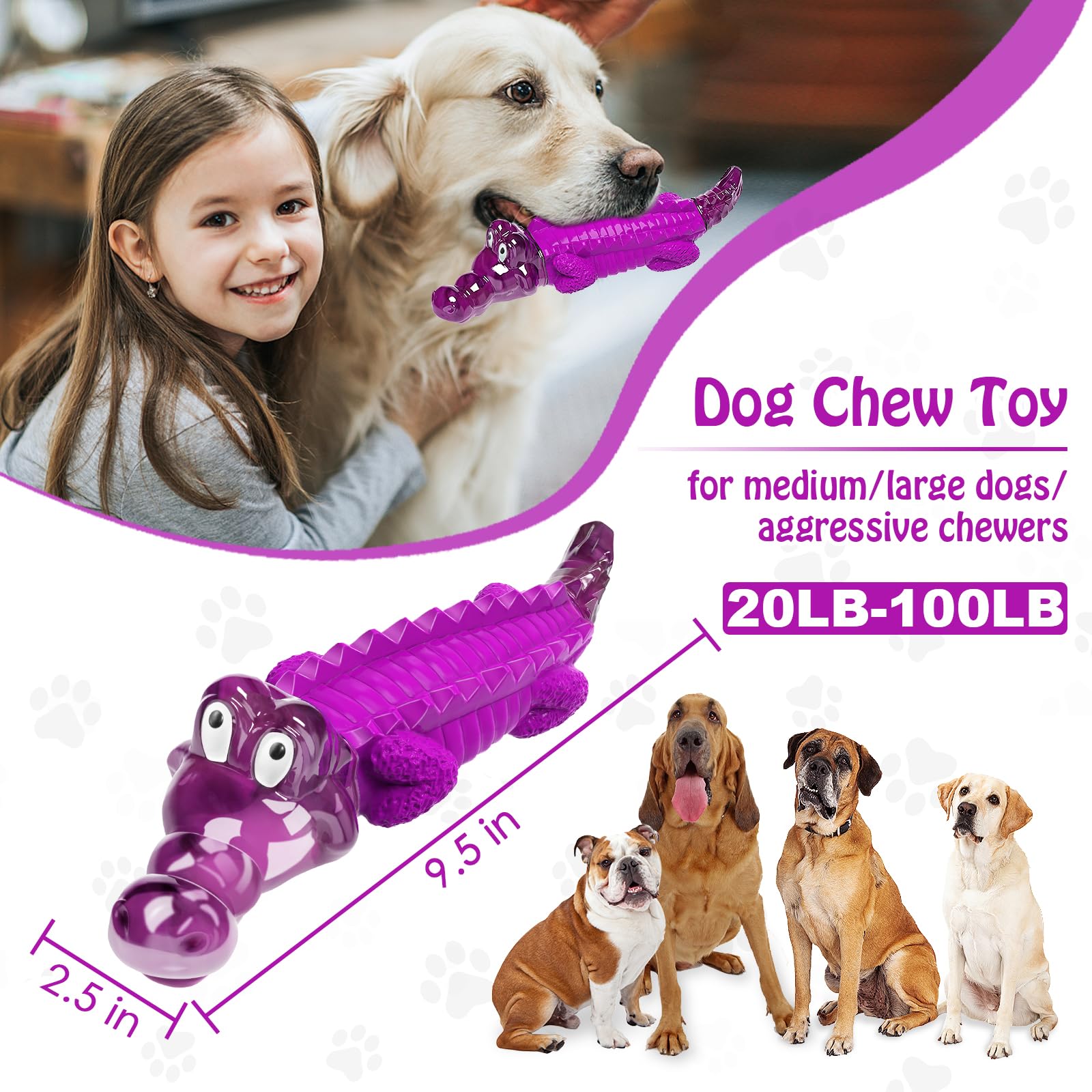 Jouet indestructible Jeefome pour chien moyen, stimule l'activité et l'engagement.