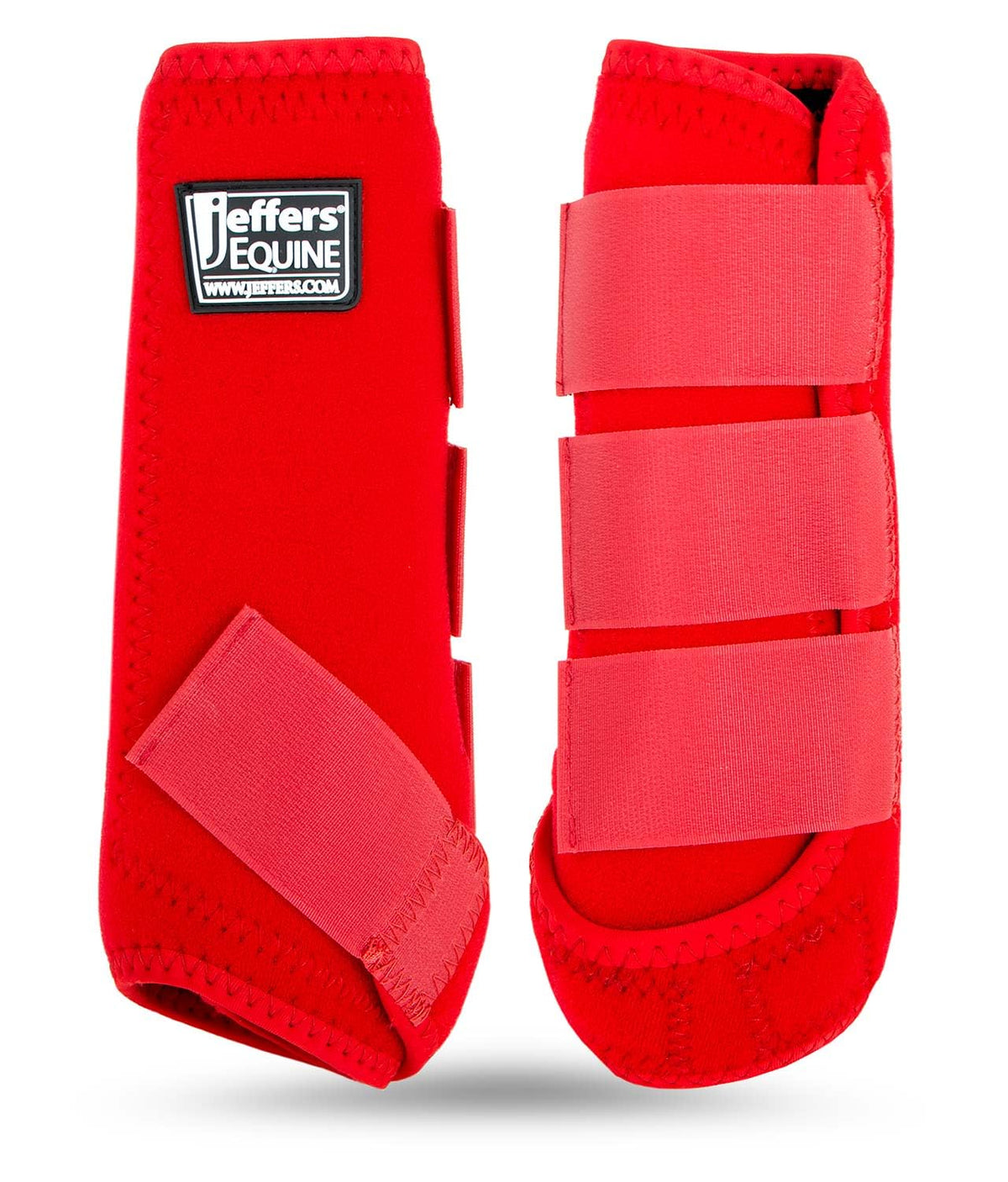 Jeffers bottes protectrices pour cheval rouge, protection efficace lors de l'entraînement.