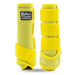 Jeffers bottes protectrices pour chevaux jaunes offrant protection fiable et style.
