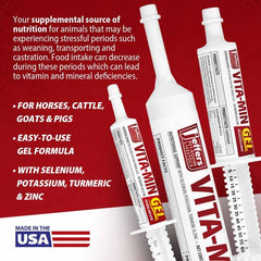 Seringue de dosage montre l administration precise de Vita-Min Gel.