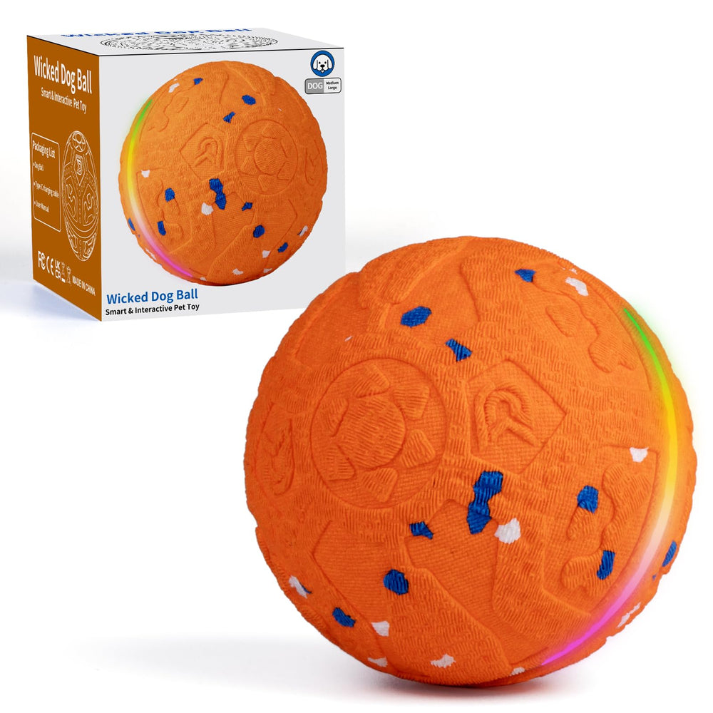 Balle interactive JEISOTHB avec lumières colorées attire l attention du chien.