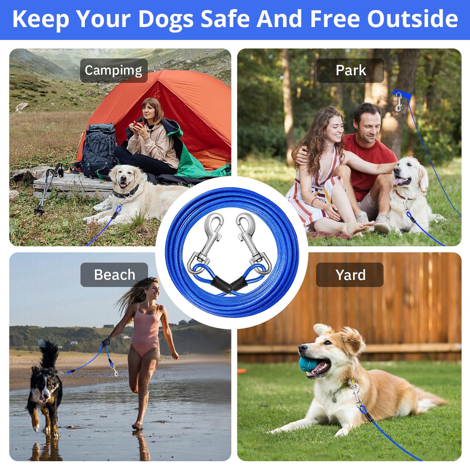 Jenico usage extérieur – chaîne robuste et sécurisée pour chiens jusqu’à 125 lb