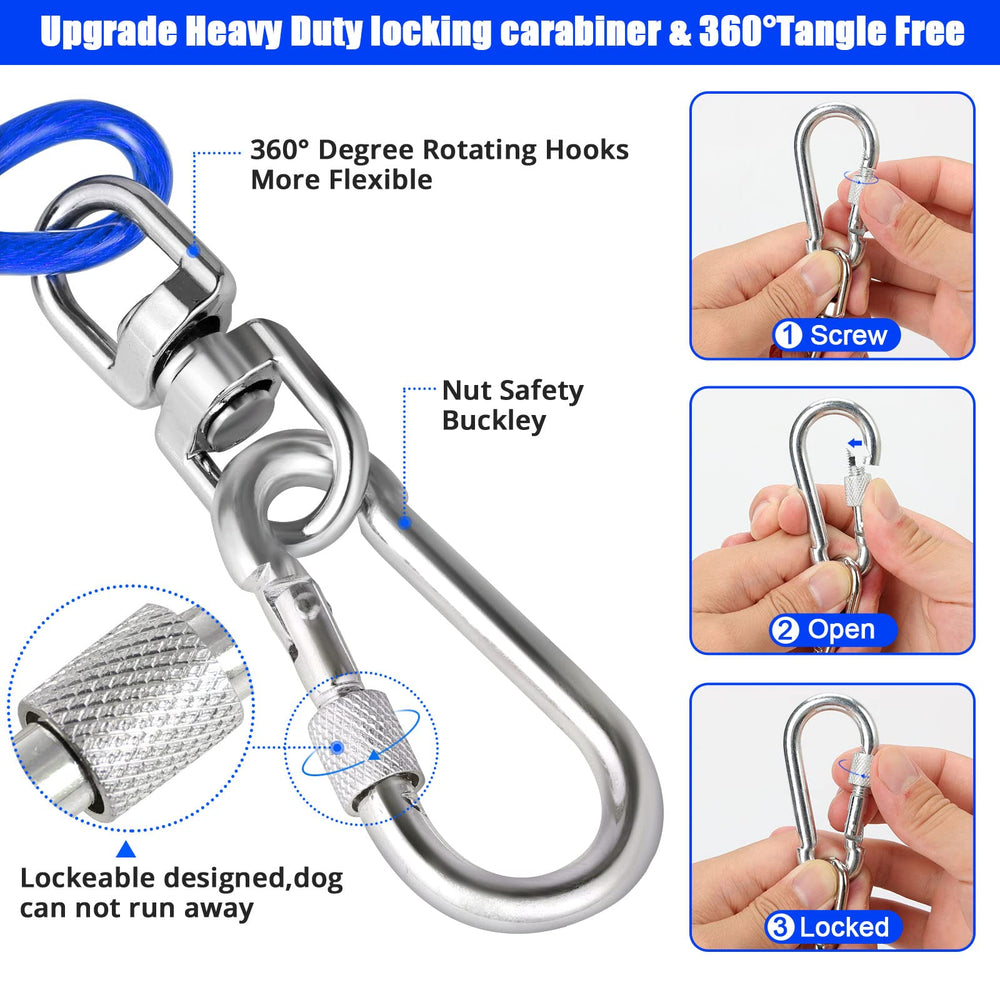 Jenico câble-attache-chien 15-pieds : rotation à 360° sans enchevêtrement.