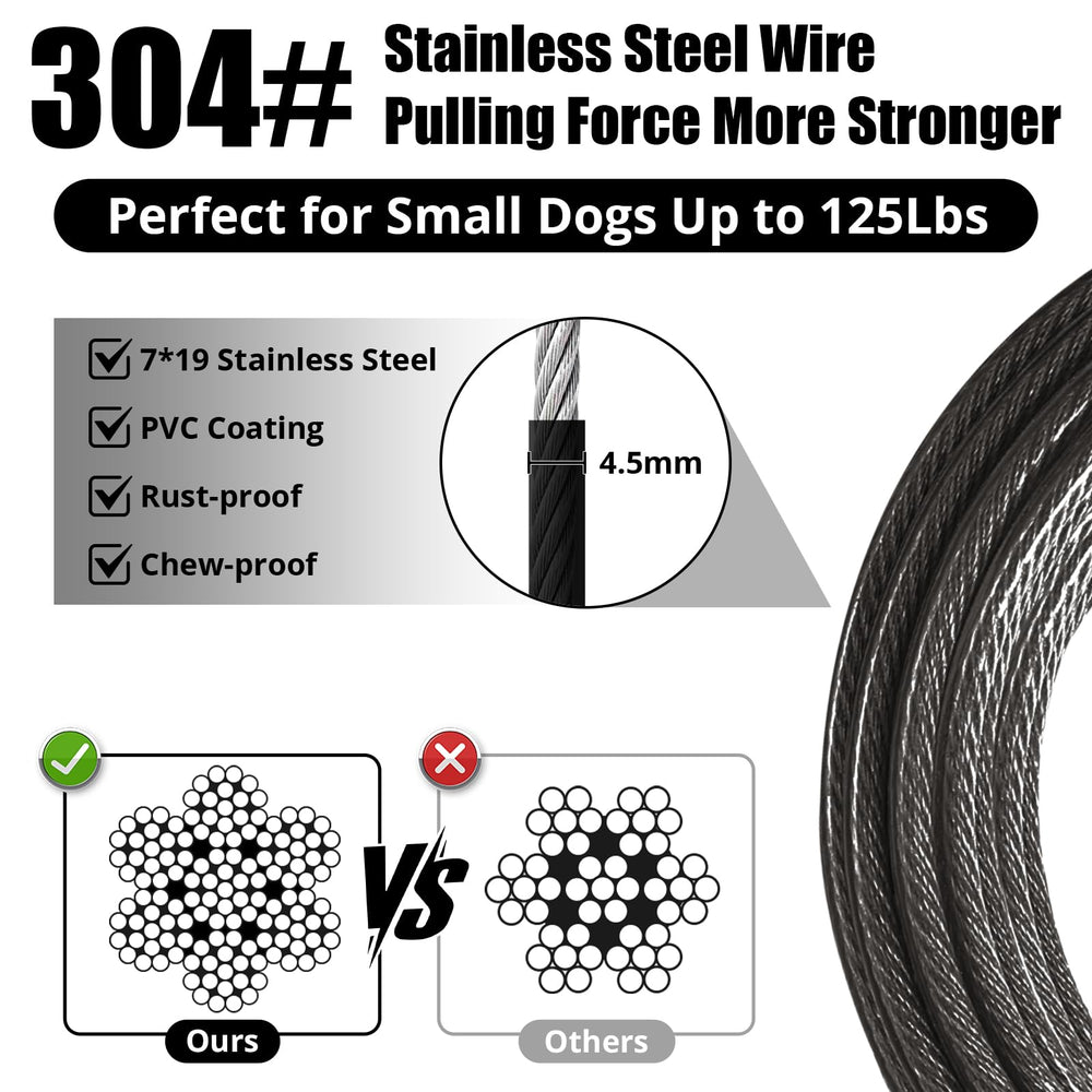 Jenico câble d'attache chien 20 pieds durable, liberté fiable au jardin et camping.
