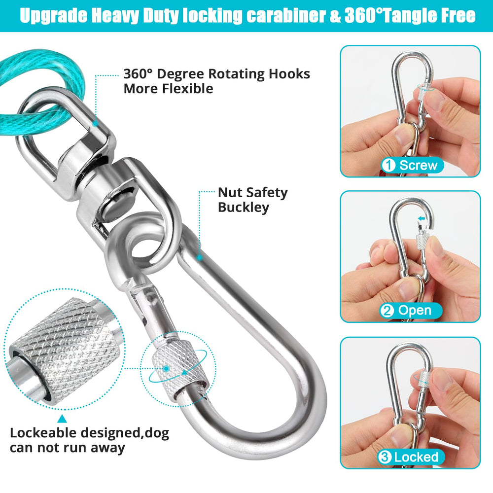 Jenico câble tie-out 10 pieds, léger et portable pour chien.