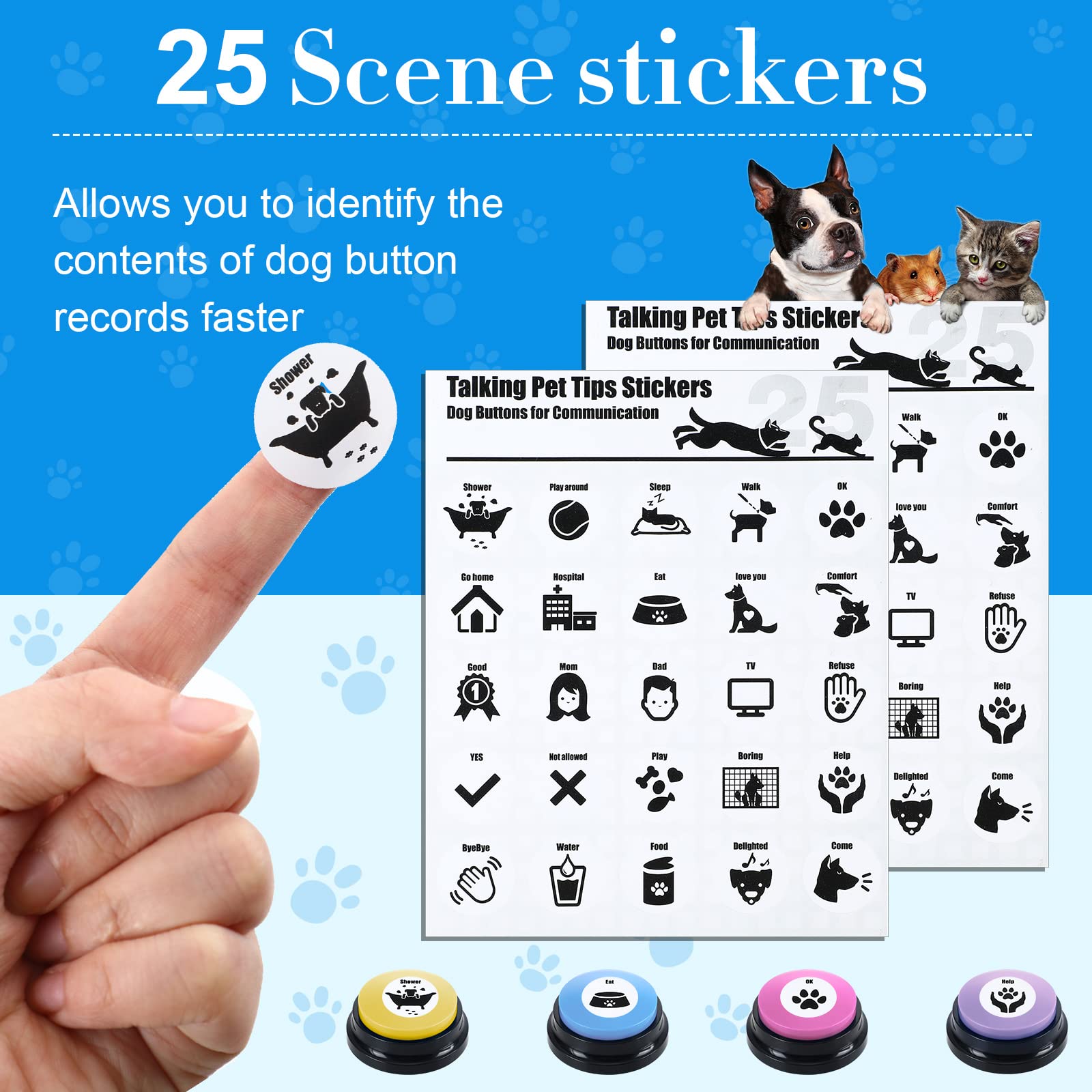 Jerify-emballage-16-boutons-50-stickers, kit polyvalent pour divers scénarios.