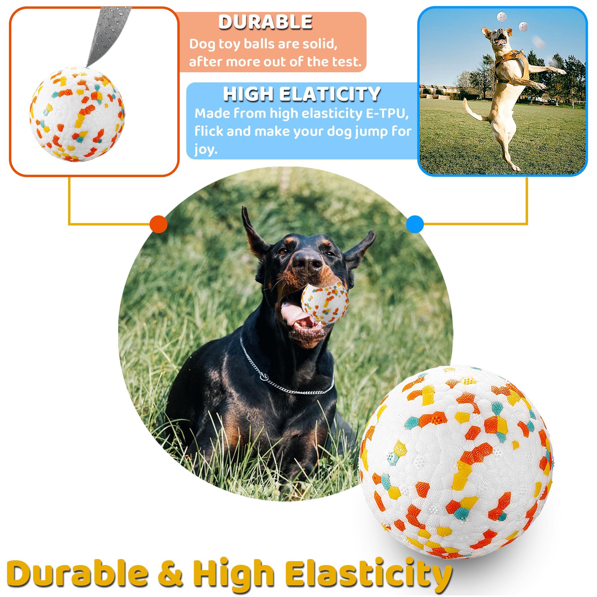 Balle JEROCK indestructible 3 pouces pour chiens taille moyenne à grande.