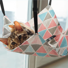Jetec hamac-chat pour cage, motif géométrique, vue arrière, installation facile.