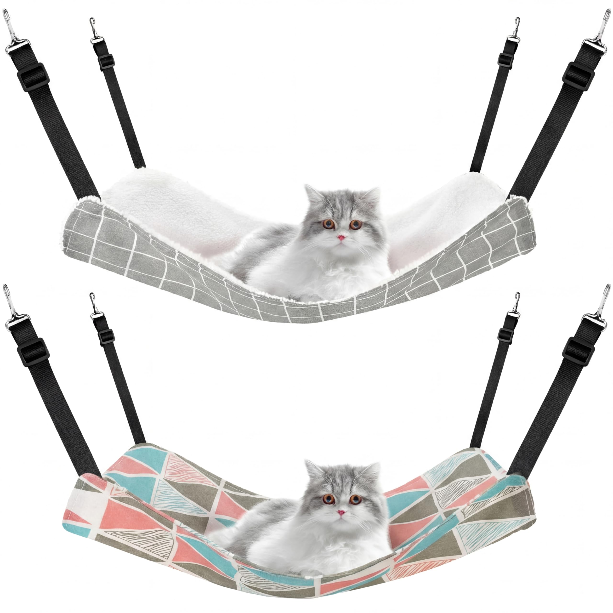 Jetec hamac-chat pour cage, motif géométrique, vue avant, repos en cage confortable.