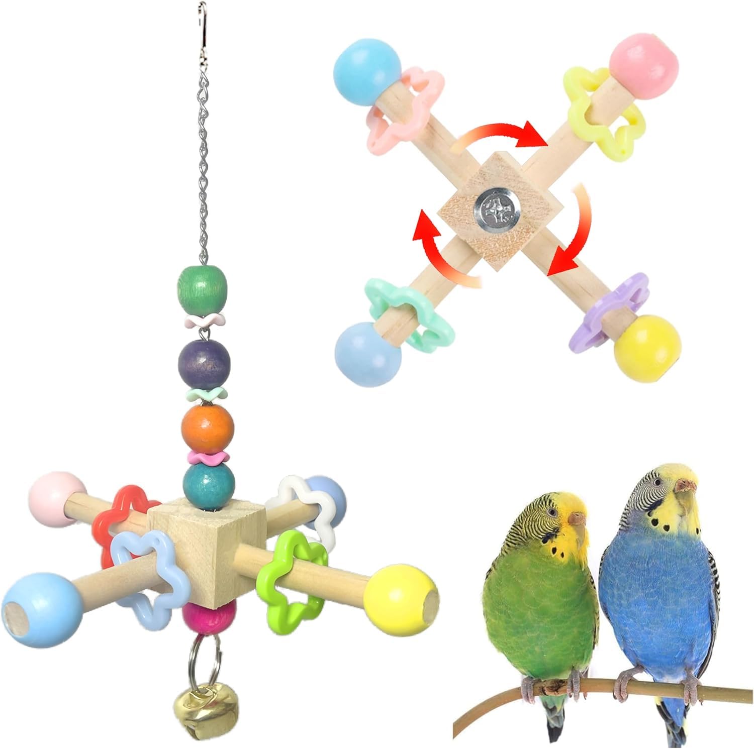 Jevnd balance jouet oiseau bois naturel stimulant rotation et curiosité dans la cage
