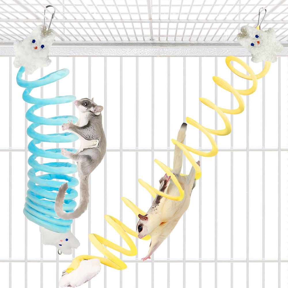 Jevnd jouet grimpe elastique bleu-jaune, stimule l'exercice quotidien des petits animaux.