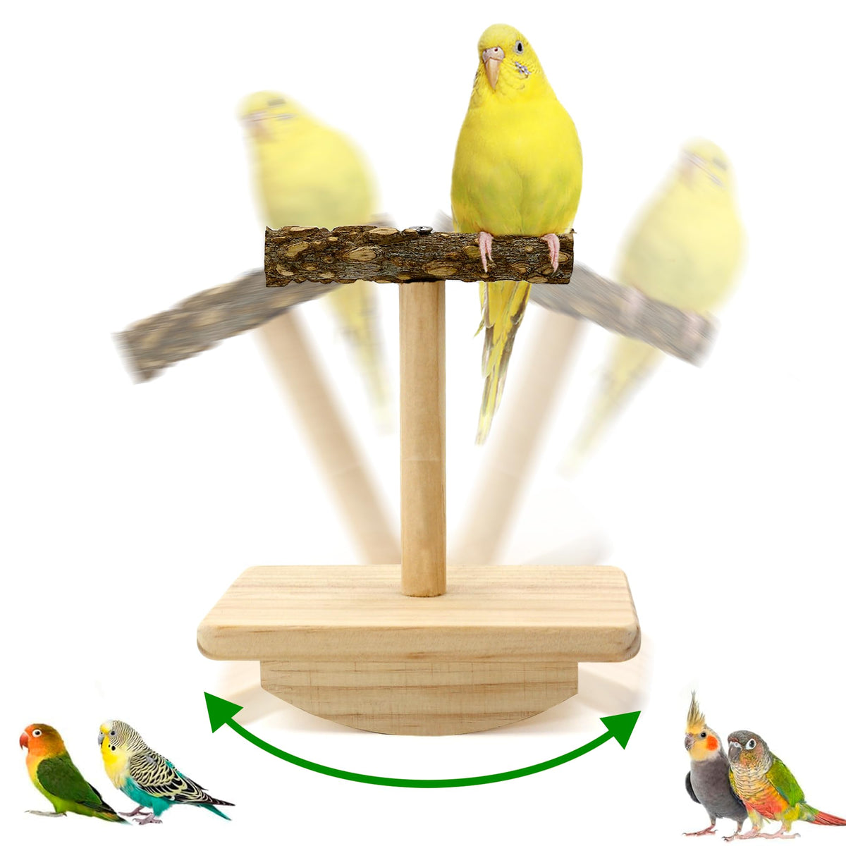 Jevnd perchoir en bois naturel pour oiseaux — surface rugueuse facilite le mâchouillage.