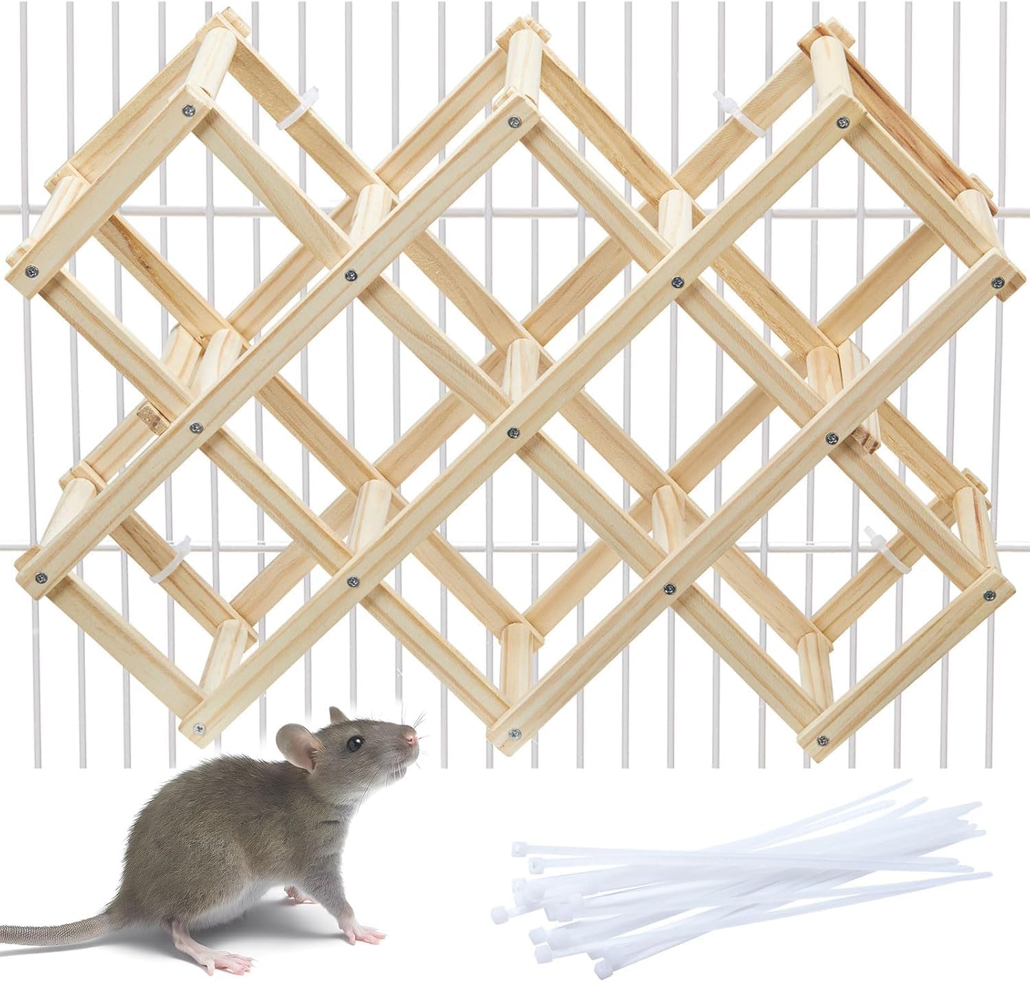 Jevnd jouet escalier grimpant pour rat en bois naturel, favorise l exercice et l exploration.
