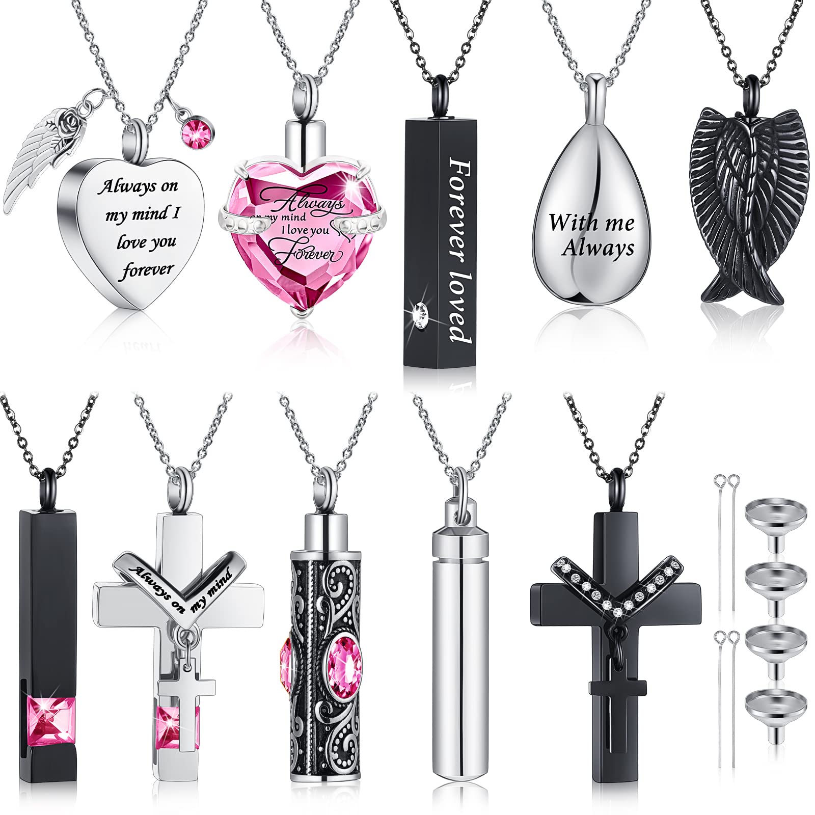 Collier urne Jexine ailes cristal, durable et élégant pour mémorial.