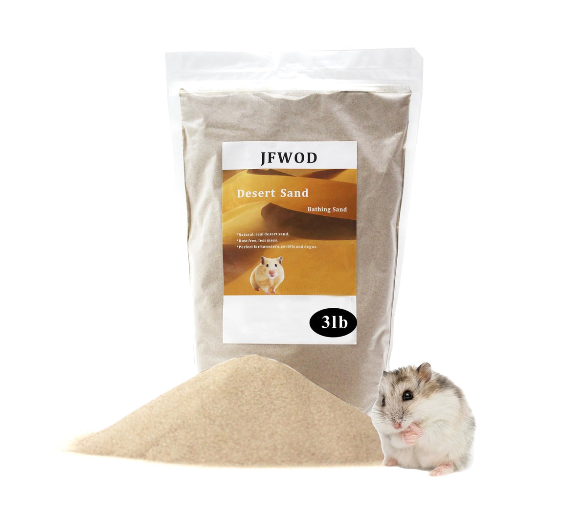 Sable de bain JFWOD pour hamster, texture desert douce et confortable.