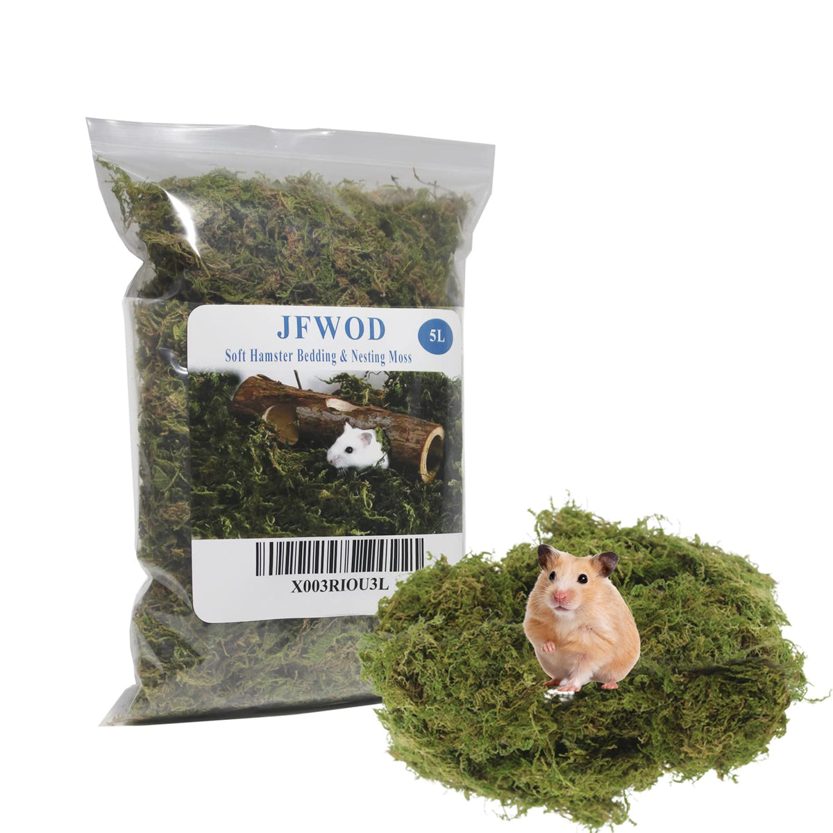 JFWOD mousse-forêt litière hamster, absorbante et naturelle pour petit animal.
