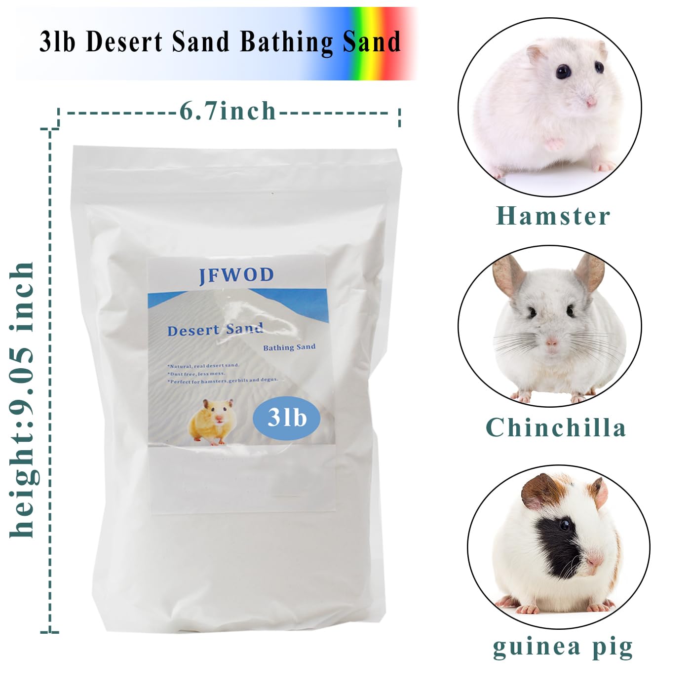 JFWOD sable naturel pour hamster, propreté et confort lors du bain.