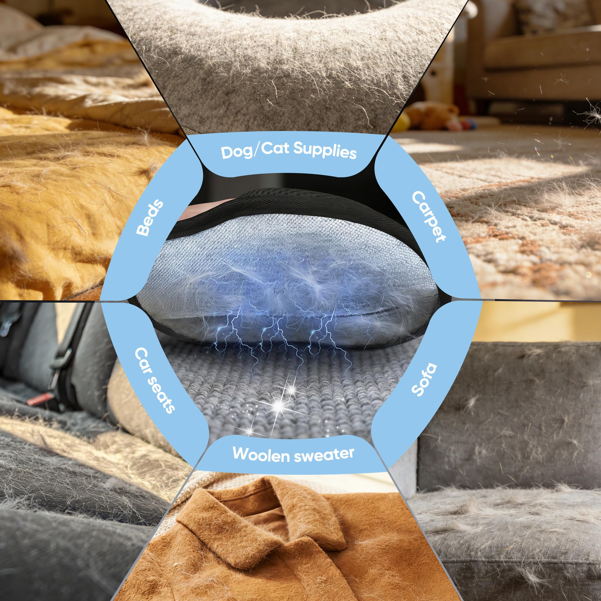 Gant JGLXF poils surfaces textiles, action magnétique douce et efficace.