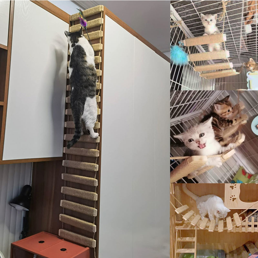 JIALOE Détails-bois-corde-jute offre une prise sûre pour le chat.