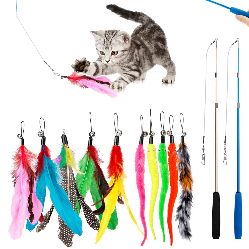JIARON baton plume telescopique pour chat, stimule l agilité pendant le jeu