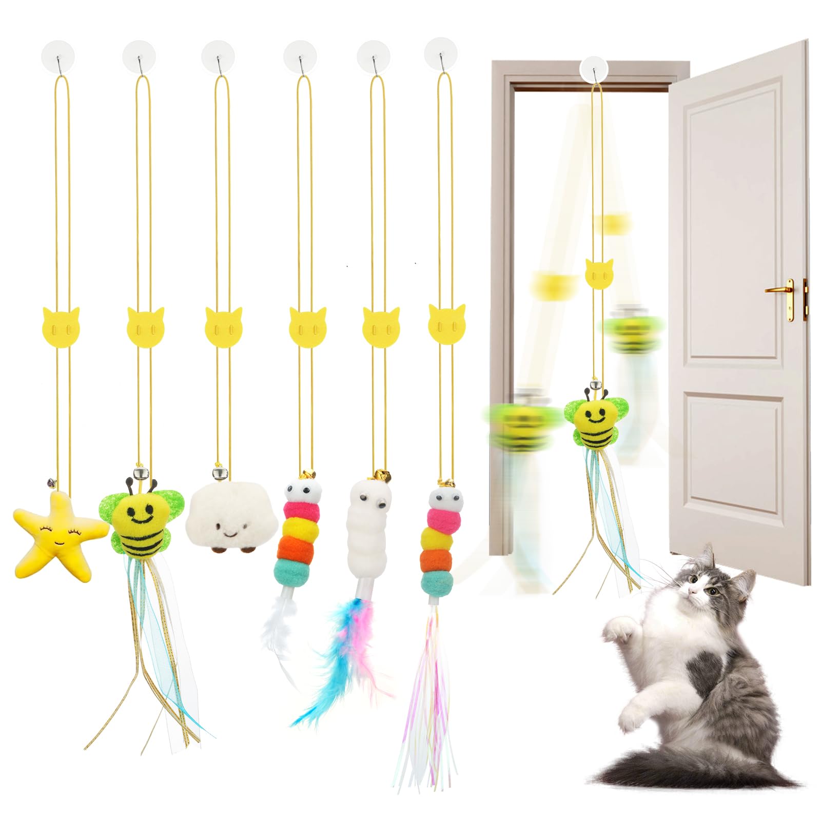 JIARON jouet-plume suspendu pour chat stimule l’activité et le jeu intérieur.
