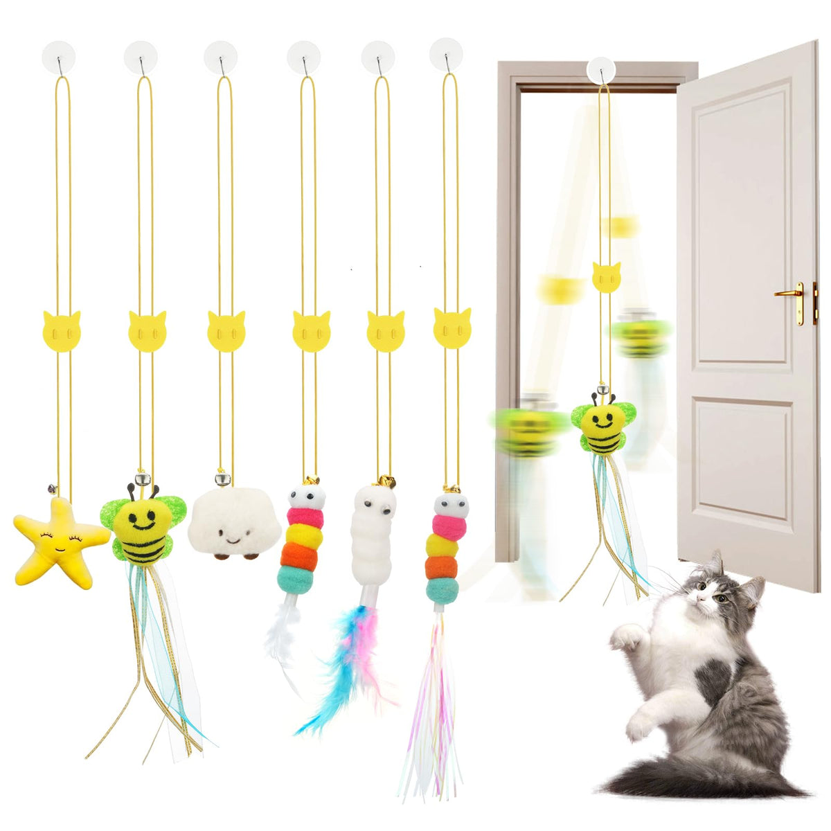 JIARON jouet-plume suspendu pour chat stimule l’activité et le jeu intérieur.