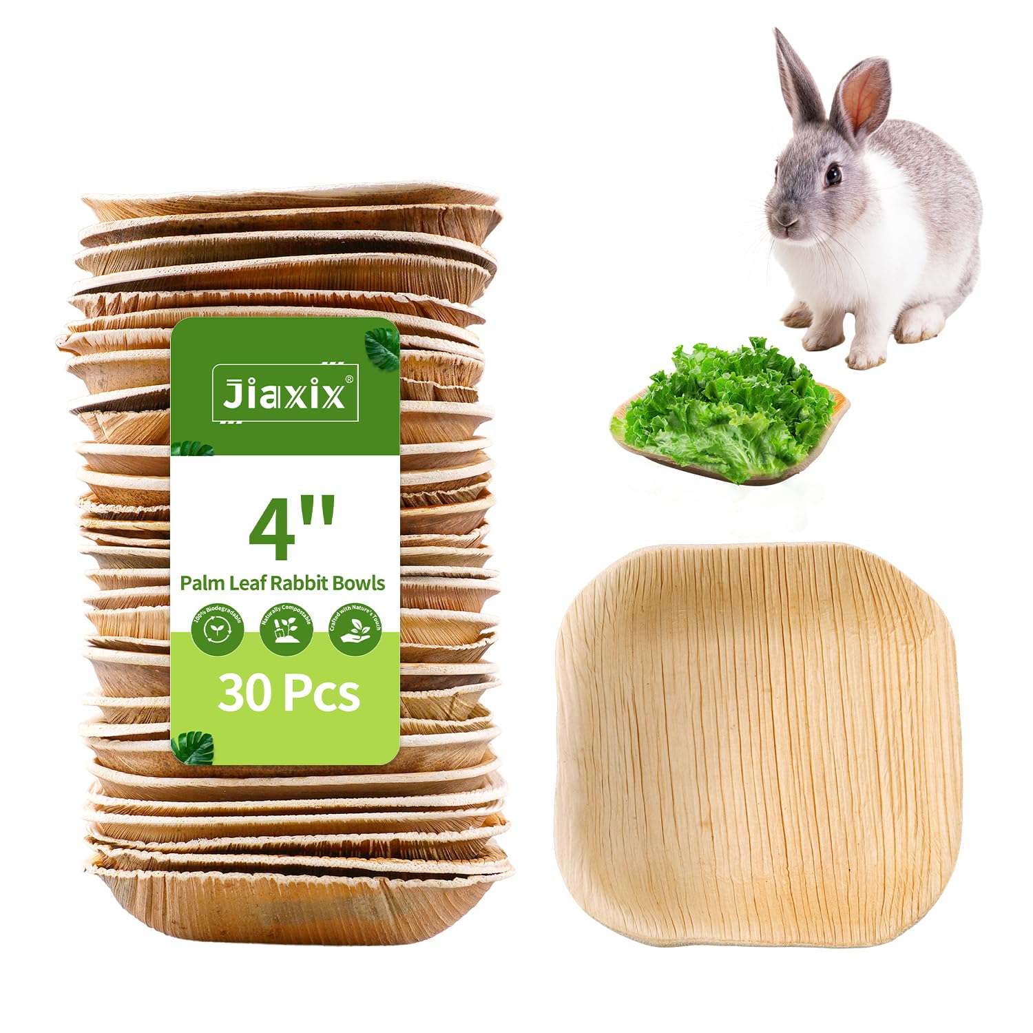 Jiaxix bol palme carré 4 pouces pour lapin, pratique et sûr pour la nourriture.