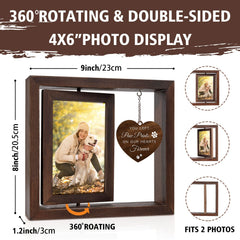 Jigfoxy cadre photo rotatif en bois 4x6, cadeau de deuil pour animal cher.