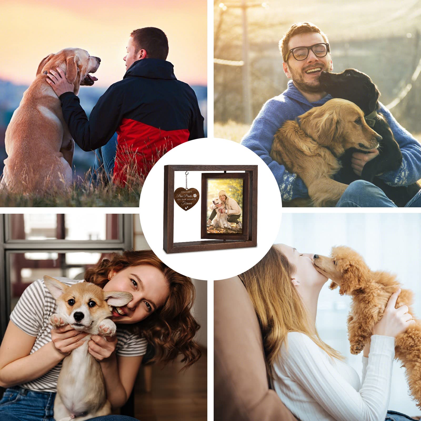 Jigfoxy cadre photo rotatif en bois 4x6, affichage double-face pour souvenirs variés.