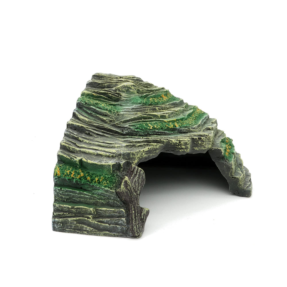 Décor terrarium polyvalent JIHAQUA: adapté pour reptiles, amphibiens, hamsters et poissons.