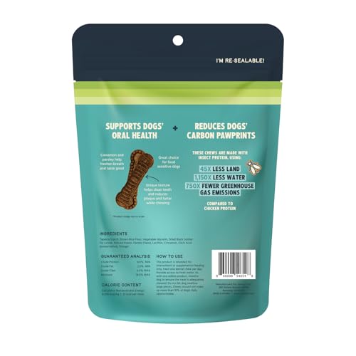 Jiminy's bouchées dentaires cannelle avec texture nervurée nettoyant dents et gencives.